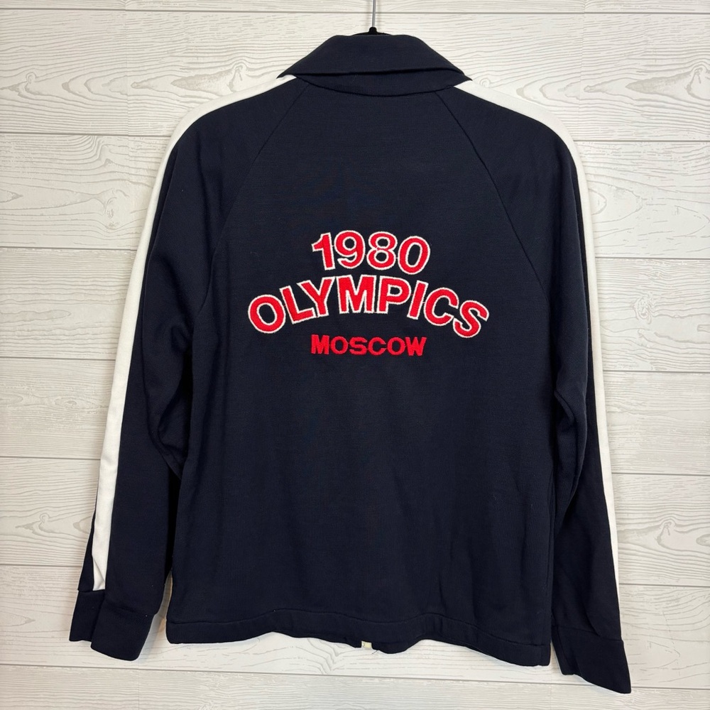 VINTAGE 1980 OLYMPICS MOSCOW BLUE TRACK JACKET FULL ZIP SIZE MEDIUM RARE!!
